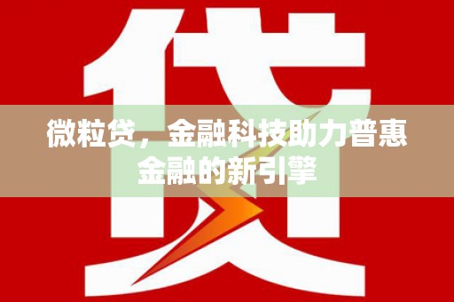 师宗微粒贷，金融科技助力普惠金融的新引擎