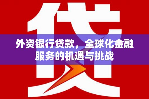 师宗外资银行贷款，全球化金融服务的机遇与挑战