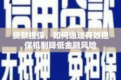 师宗贷款担保，如何通过有效担保机制降低金融风险