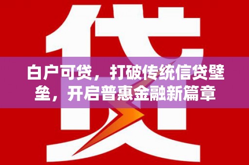 师宗白户可贷，打破传统信贷壁垒，开启普惠金融新篇章